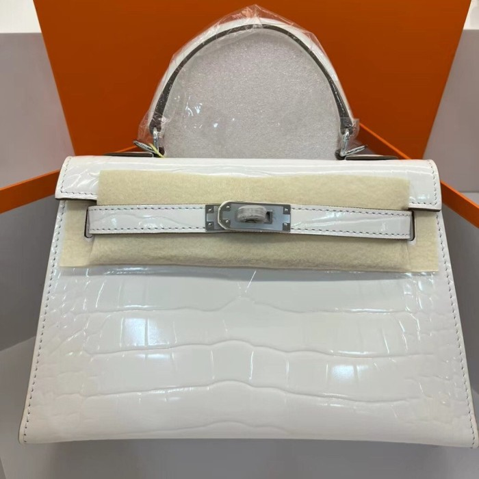 Imported Crocodile-Embossed Leather Bag