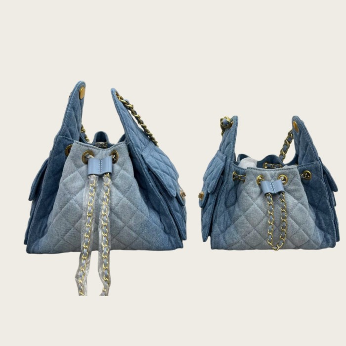 Quilted Denim Hobo Bag