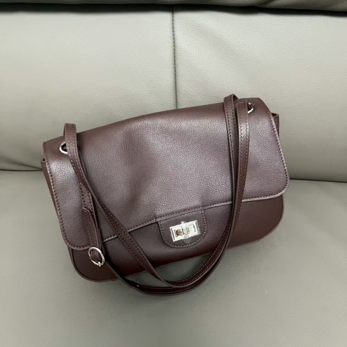 Designer Cowhide Leather Flap Bag