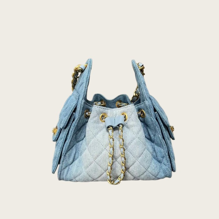 Quilted Denim Hobo Bag