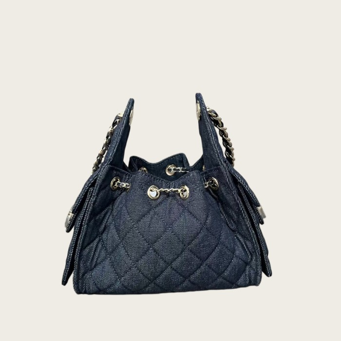 Quilted Denim Hobo Bag