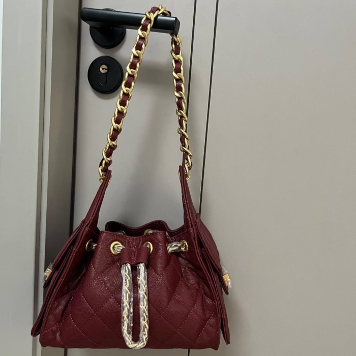 Quilted Caviar Leather Crossbody Bag
