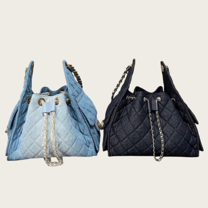 Quilted Denim Hobo Bag