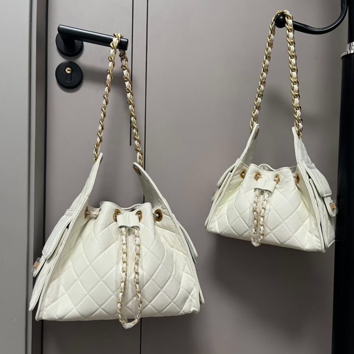 Quilted Caviar Leather Crossbody Bag