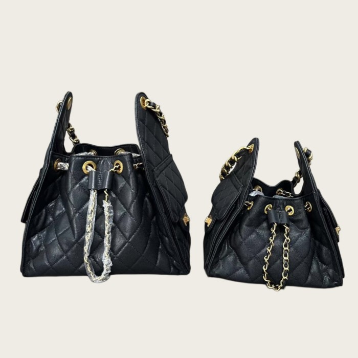 Quilted Caviar Leather Crossbody Bag