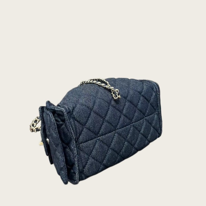 Quilted Denim Hobo Bag
