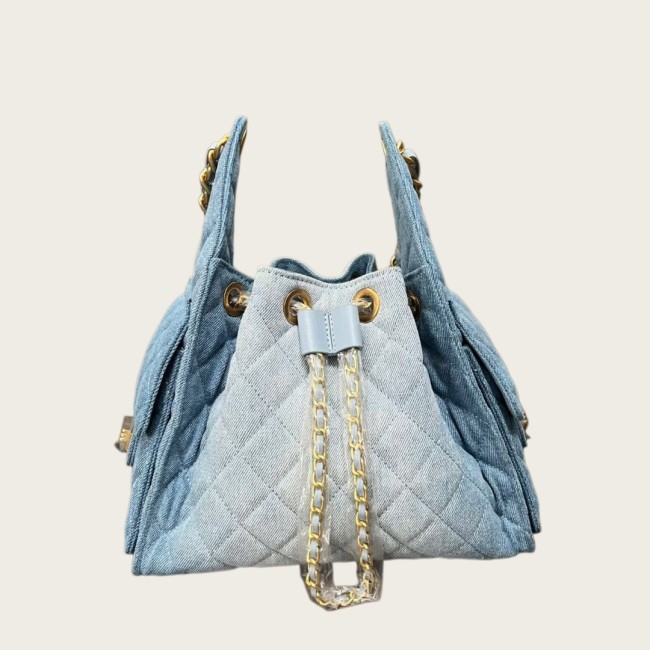 Quilted Denim Hobo Bag