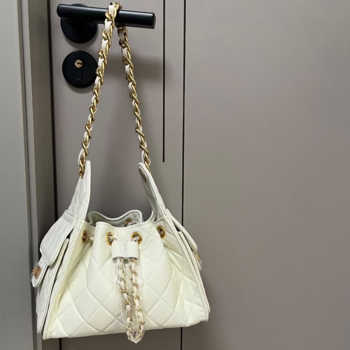 Quilted Caviar Leather Crossbody Bag