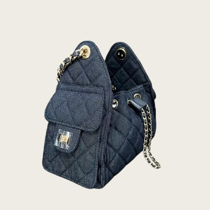 Quilted Denim Hobo Bag