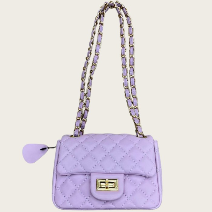 Mini Flap Style Quilted Sheepskin Crossbody Bag 18cm