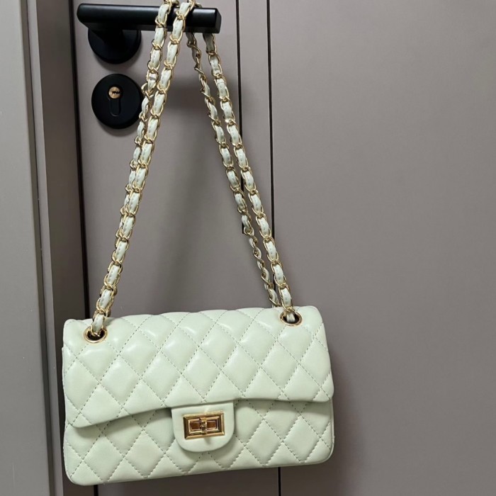 Small Quilted Sheepskin Chain Crossbody Bag 23cm