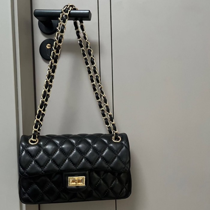 Small Quilted Sheepskin Chain Crossbody Bag 23cm
