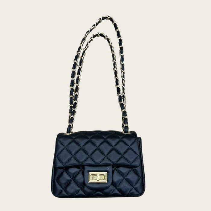 Mini Flap Style Quilted Sheepskin Crossbody Bag 18cm
