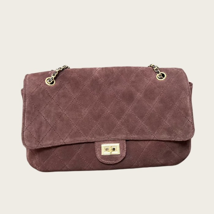 33cm Jumbo Velvet-Finish Lambskin Shoulder Purse with Gold-Tone Hardware