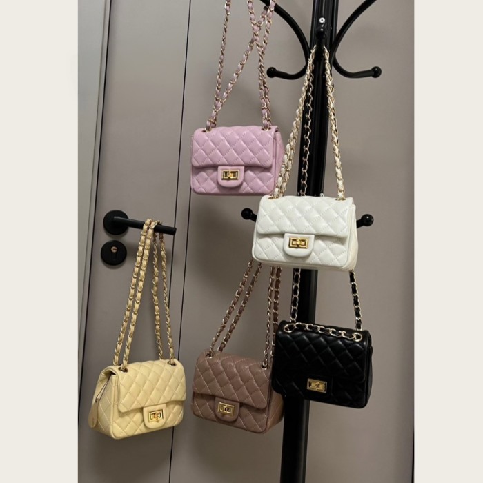 Mini Flap Style Quilted Sheepskin Crossbody Bag 18cm
