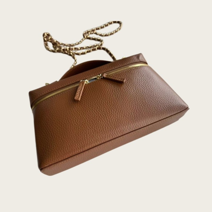23cm Soft Cowhide Leather Vanity Crossbody