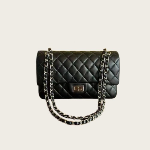 Classic Flap Style Medium Quilted Lambskin Leather Chain Crossbody Bag 25cm