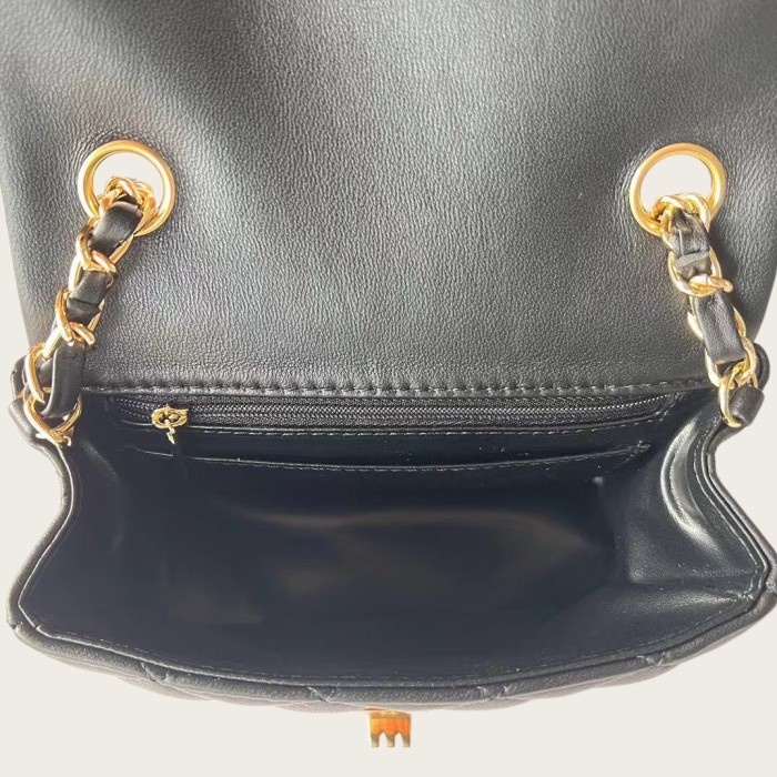 Mini Square Quilted Leather Bag 17cm