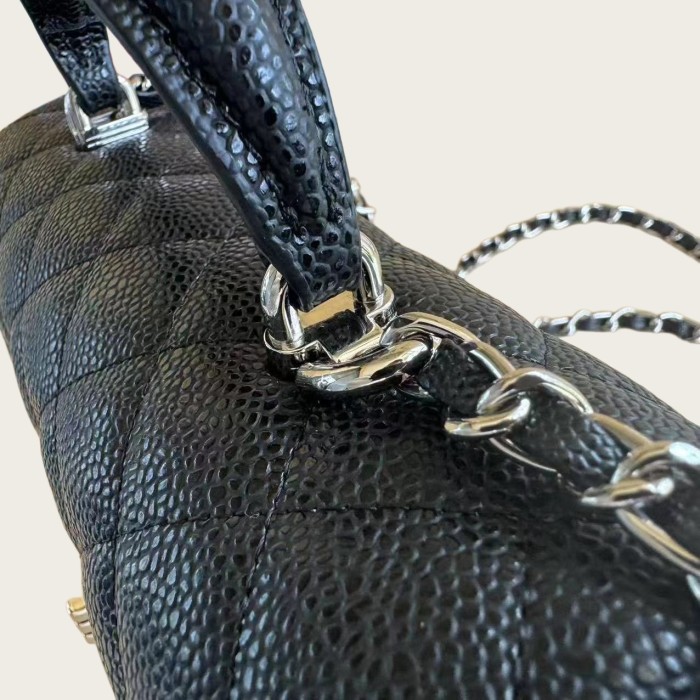Mini Top Handle Caviar Leather Bag 20.5cm