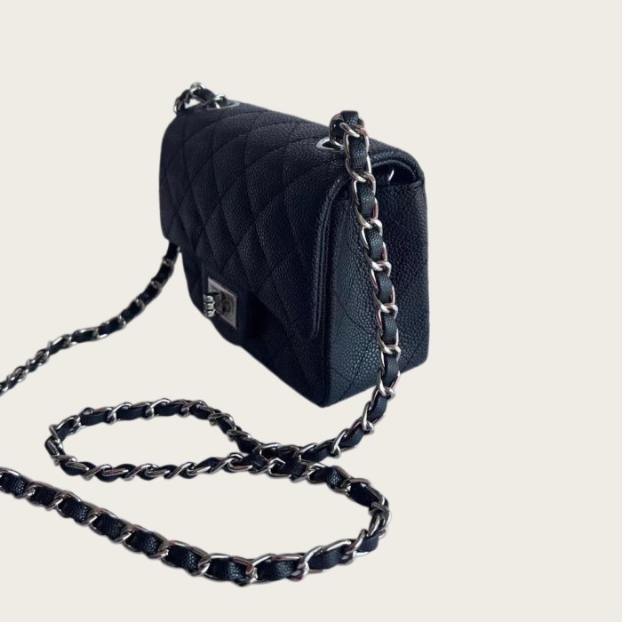  Mini Square Caviar Leather Bag 17cm