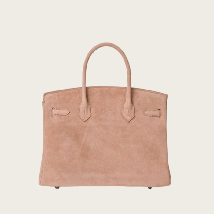  Imported Suede Handbag with Silver Hardware Rose Pink Available in 25CM 30CM