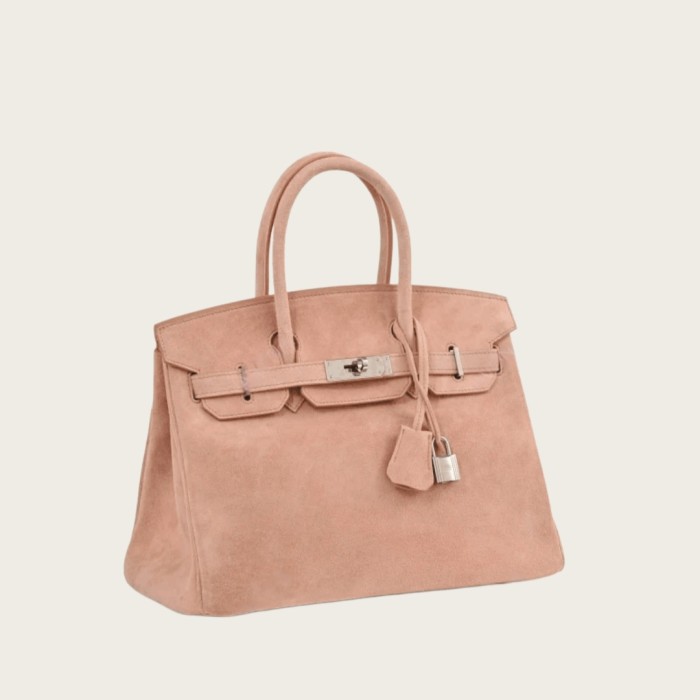  Imported Suede Handbag with Silver Hardware Rose Pink Available in 25CM 30CM