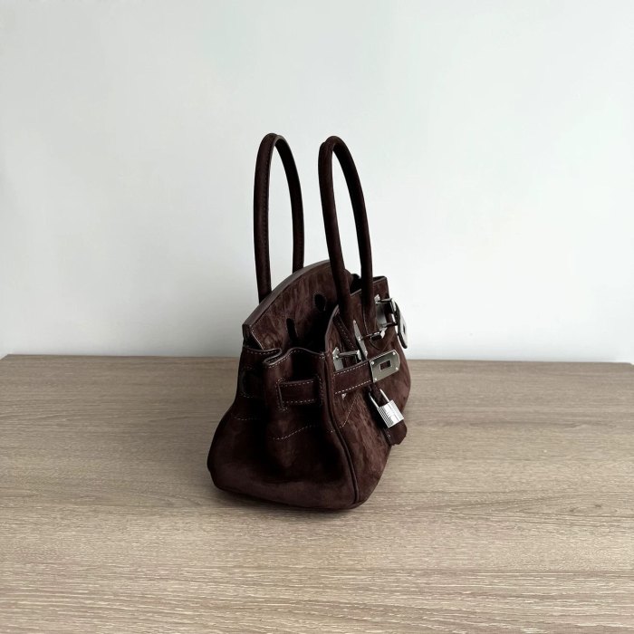 Platinum Suede Top-Handle Bag | Silver Hardware