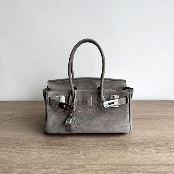 Platinum Suede Top-Handle Bag | Silver Hardware