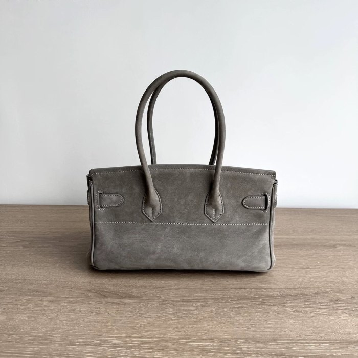 Platinum Suede Top-Handle Bag | Silver Hardware