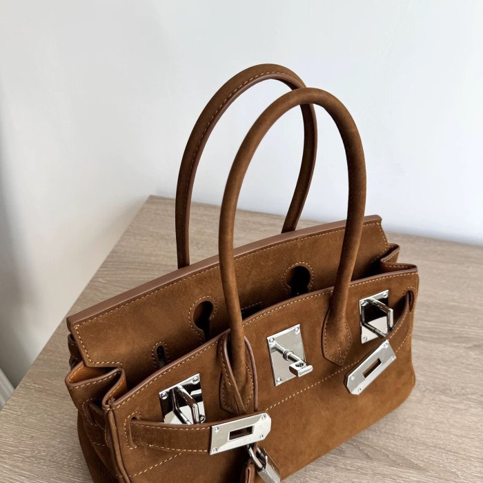 Platinum Suede Top-Handle Bag | Silver Hardware