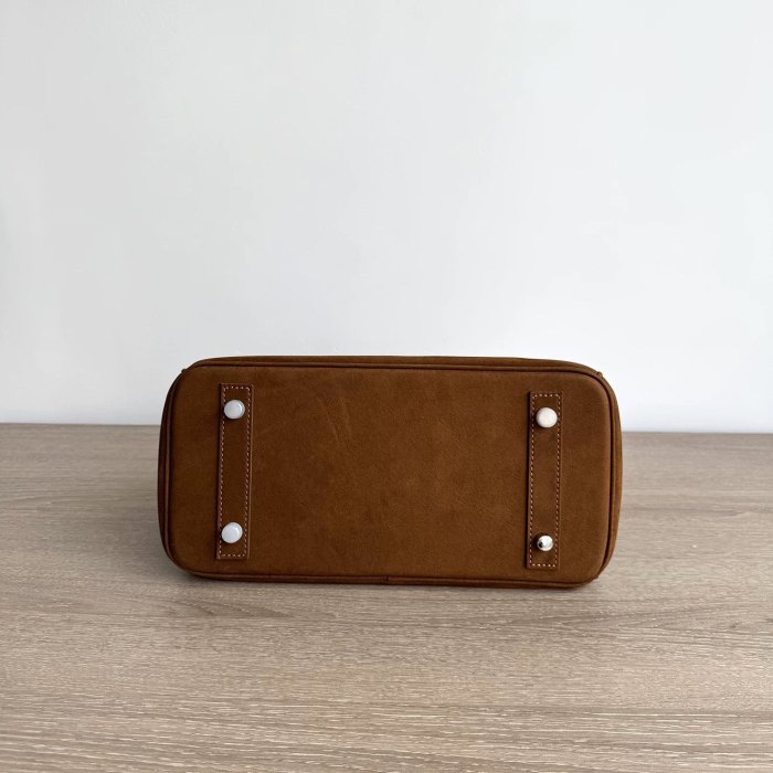 Platinum Suede Top-Handle Bag | Silver Hardware