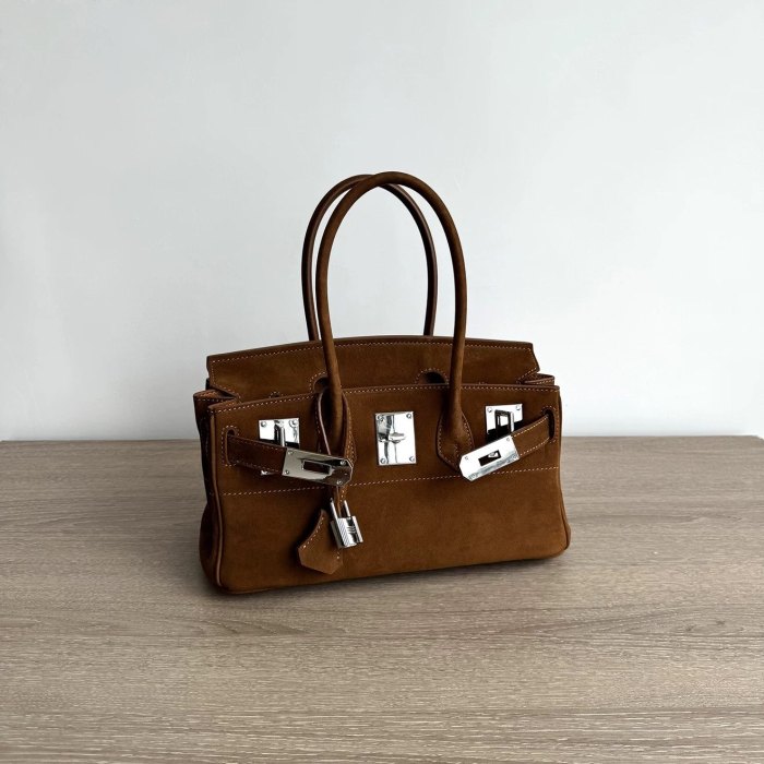 Platinum Suede Top-Handle Bag | Silver Hardware
