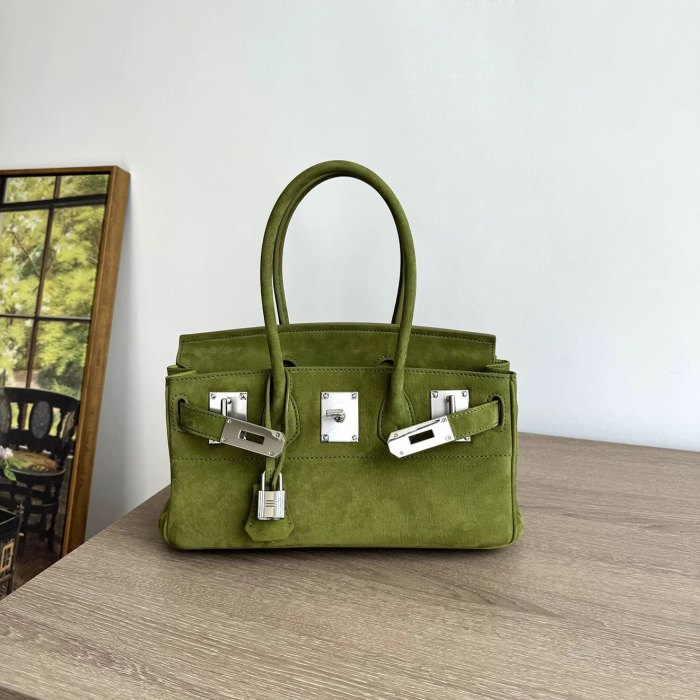 Platinum Suede Top-Handle Bag | Silver Hardware