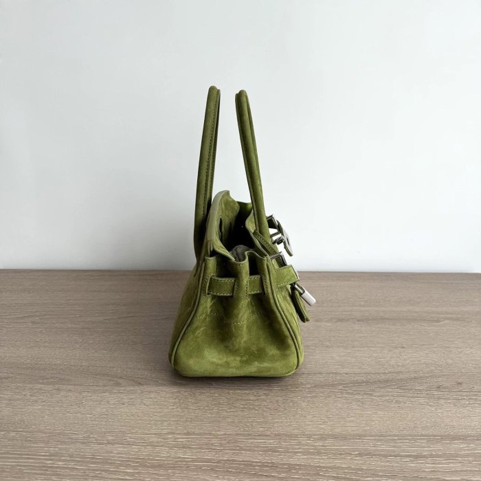 Platinum Suede Top-Handle Bag | Silver Hardware