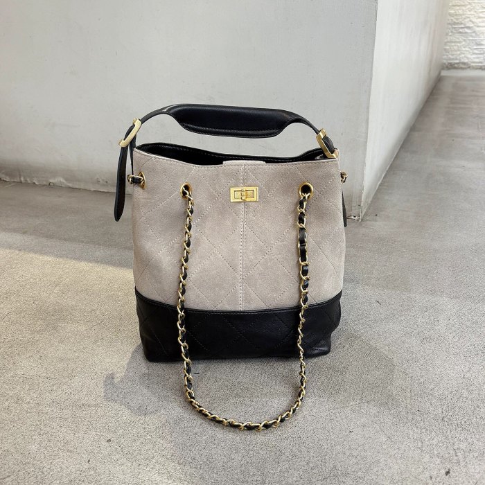 Genuine Leather Lambskin Suede Quilted Bag