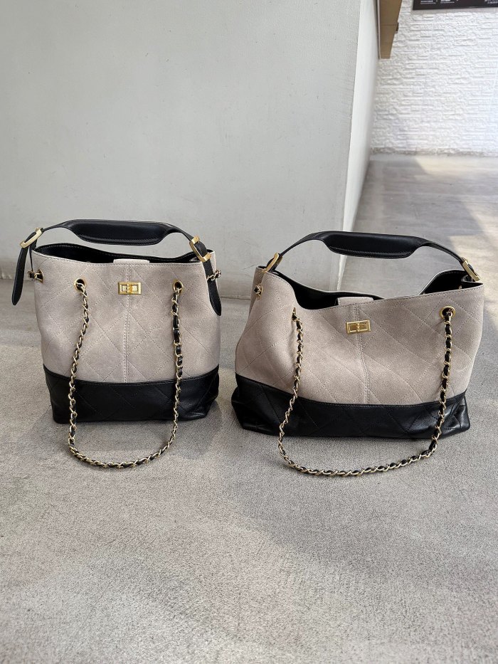 Genuine Leather Lambskin Suede Quilted Bag