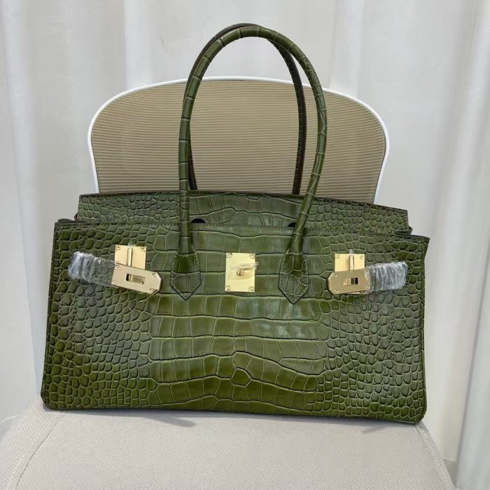  Platinum Croc-Embossed Leather Top-Handle Bag