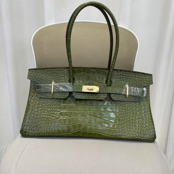  Platinum Croc-Embossed Leather Top-Handle Bag