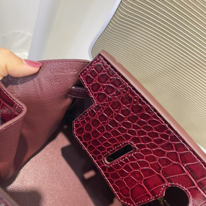  Platinum Croc-Embossed Leather Top-Handle Bag