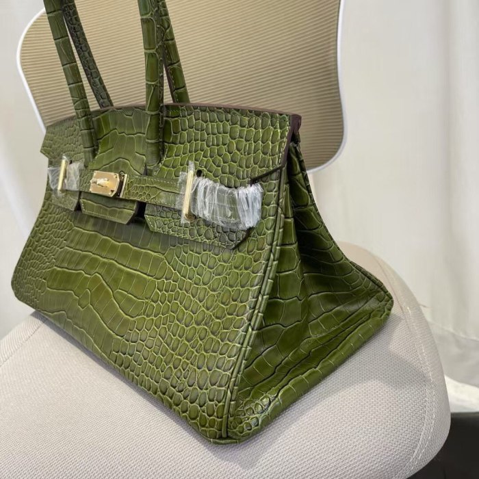  Platinum Croc-Embossed Leather Top-Handle Bag