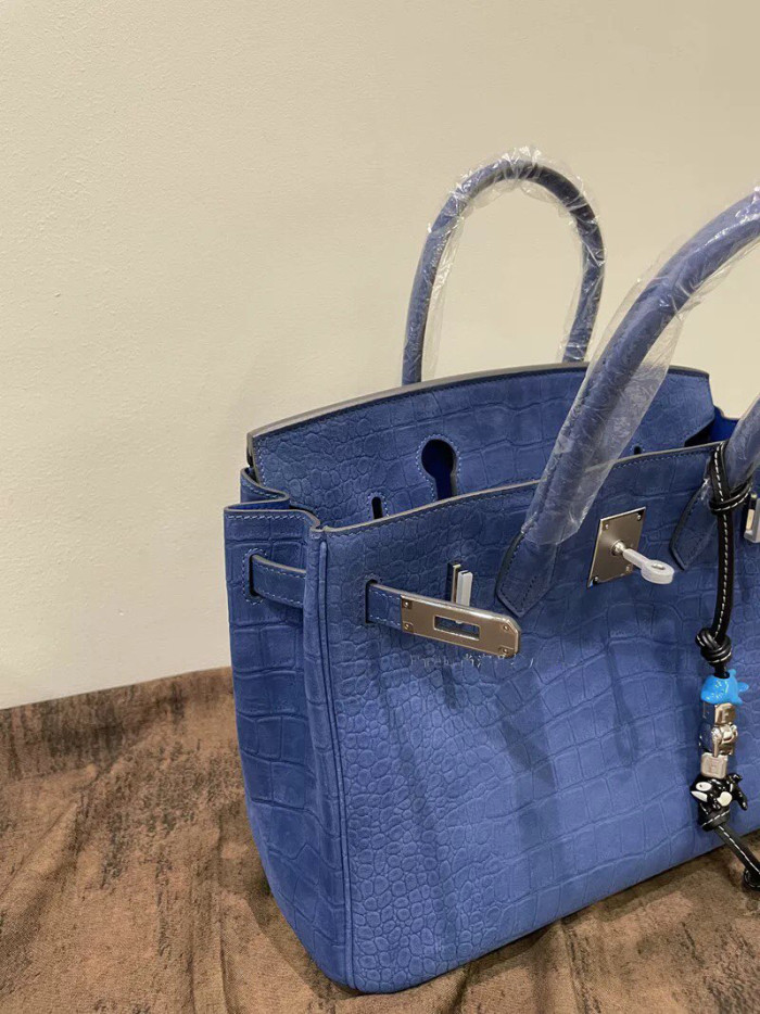 Croc-Embossed Deerskin Top-Handle Bag | Steel Hardware