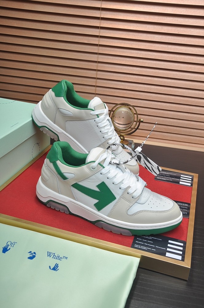 OFF-WHITE Out Of Office OOO Low Tops White Green 2021