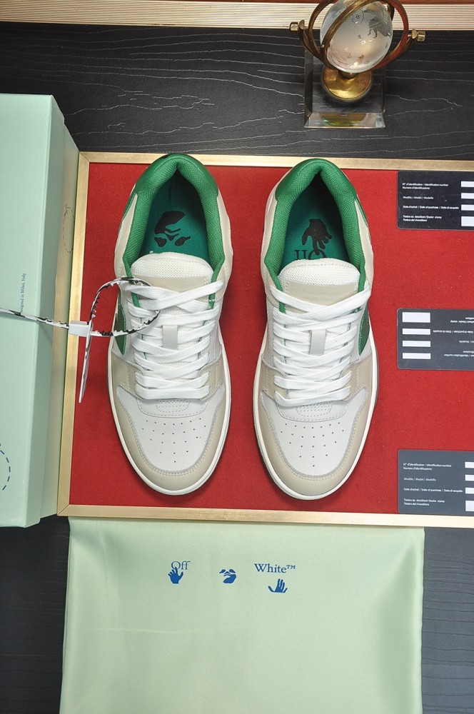 OFF-WHITE Out Of Office OOO Low Tops White Green 2021