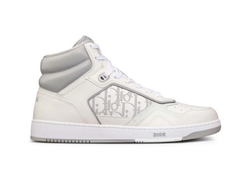 Dior B27 High White and Gray Smooth Calfskin with White Dior Oblique Galaxy Leather