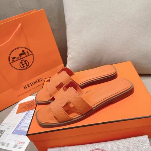 Hermès Classic Palm Leather Sandals orange