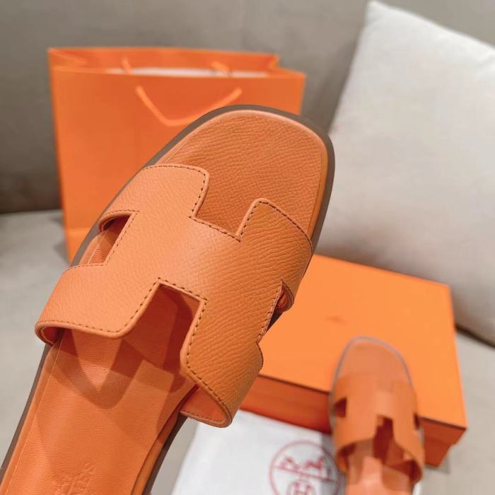 Hermès Classic Palm Leather Sandals orange