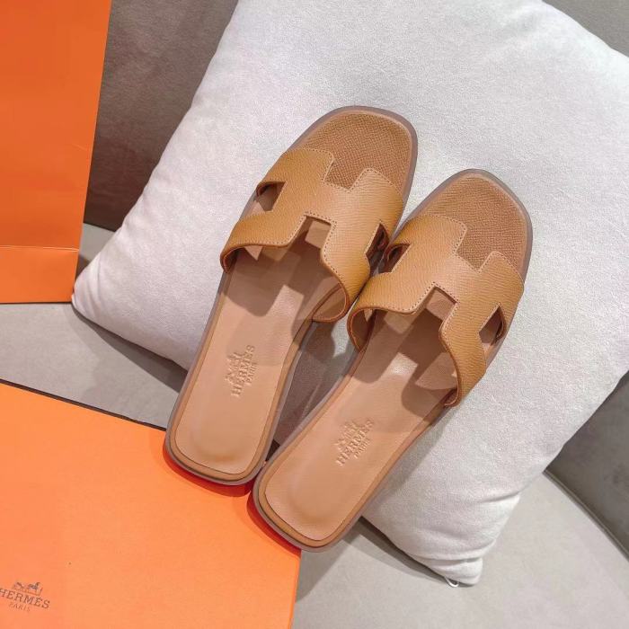 Hermès Classic Palm Leather Sandals yellow