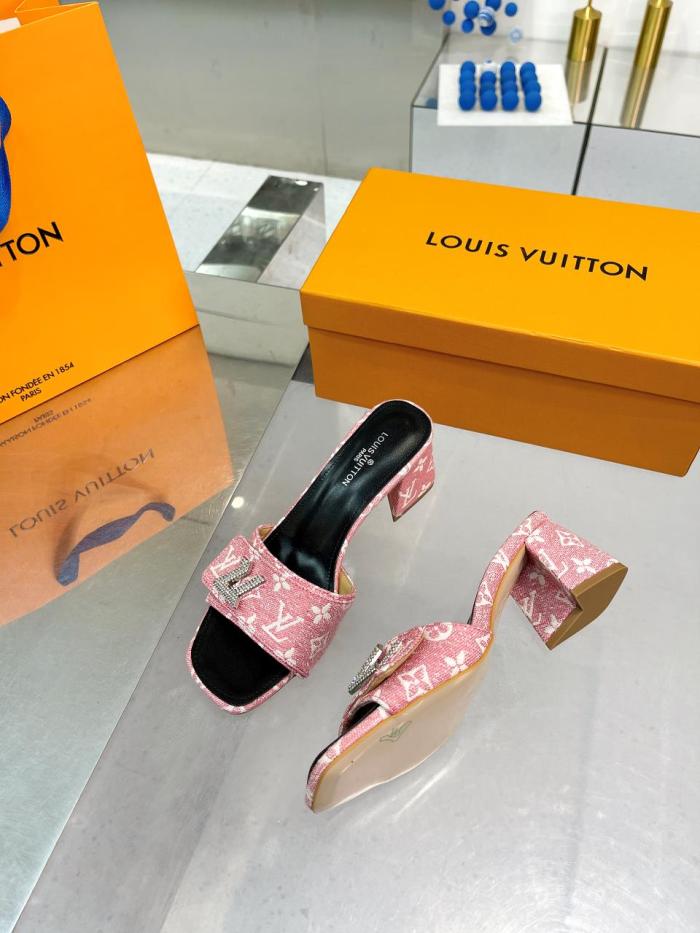 Louis Vuitton Square Toe Block Heel Slippers