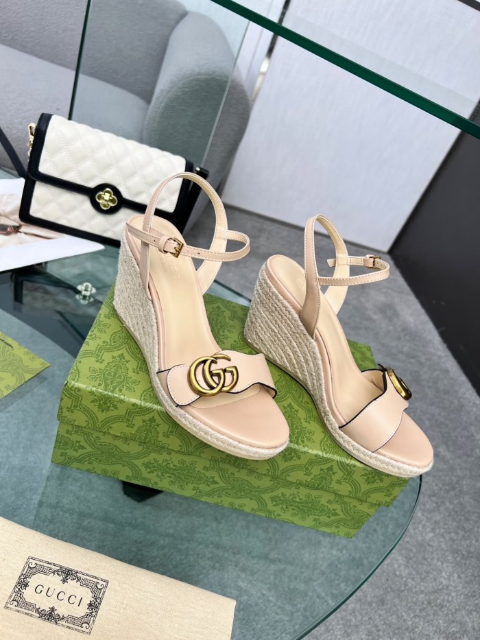 Gucci Straw Platform Sandals Heel Height: 8cm