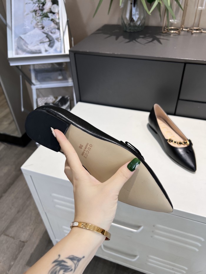 Gucci spring summer pointed toe flat shoes